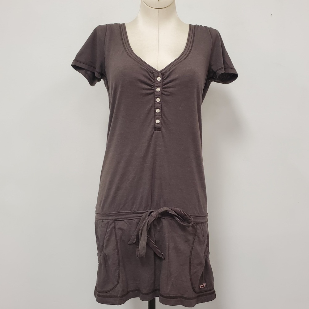 Vintage Hollister Womens Y2K Drop Waist Henley Dress Size S Brown Elena‎ Bella